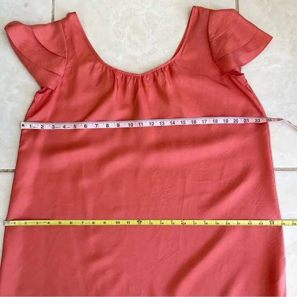 Club Monaco ruffle flare silk peach color dress size 2 - Picture 8 of 12